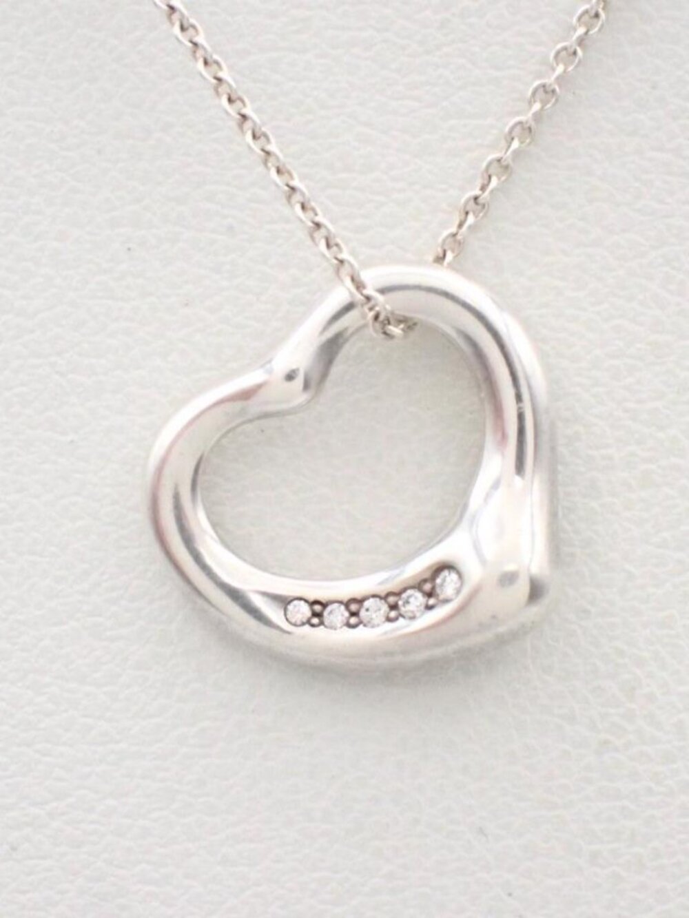 Tiffany & Co. Diamond Elsa Peretti Open Heart Necklace 925